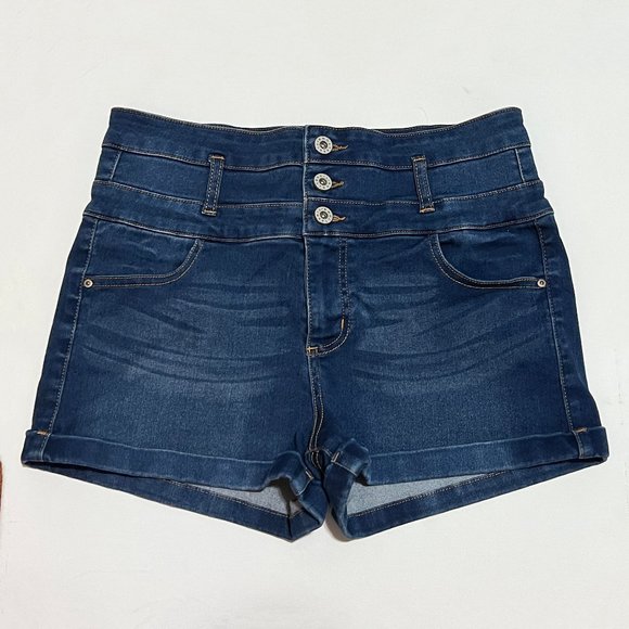 High Waisted Blue Shorts - Picture 1 of 3